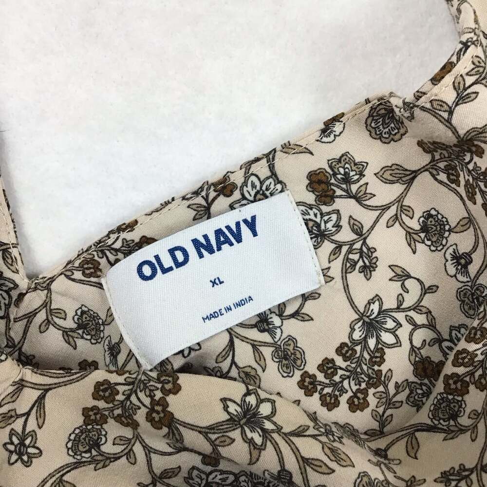 Old Navy Smocked Waist Tie-Back Floral Maxi Dress Beige Hue XL Boho Chic - Picture 7 of 12